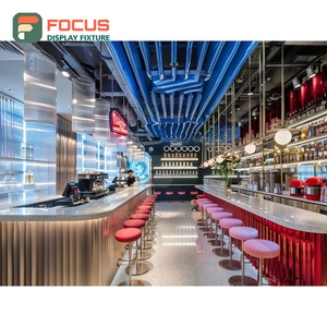 เคาน์เตอร์บริการกาแฟแบบกำหนดเอง ชั้นวางขนมหวาน ตู้เก็บของหน้าเคาน์เตอร์ไม้โอ๊คสีขาว เคาน์เตอร์บริการร้านกาแฟ - Product Image 5