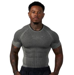 เสื้อผ้ากีฬาแขนสั้นผู้ชายทรงสลิมฟิตสไตล์อเมริกันรุ่นใหม่ แห้งเร็ว ยืดหยุ่นได้ เหมาะสำหรับออกกำลังกาย - Product Image 1