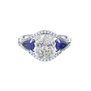 Rinntin lzr05 sang trọng cắt Eternity ban nhạc S925 bạc trang sức nhẫn rhodi mạ kim cương 8A Cubic Sapphire Zirconia Nhẫn