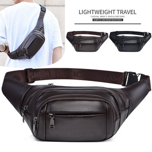Men's Chest Bag PU Waterproof Lightweight Travel Casual Shoulder Bag For Outdoor Commuter Use - Product Image 4