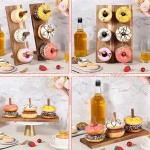 Expositor de donuts de madera, soporte de 3 niveles para decoración de mesa de fiesta, soporte para pastel de cumpleaños, fácil montaje, multiusos - Product Image 1