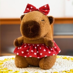 Peluche de <span class=keywords><strong>Capibara</strong></span> con Lazo Rojo, Serie Completa, para Máquina de Garras, Súper Suave, Juguete de Peluche, Unisex, Lindo, Alivia el Estrés - Product Image 1