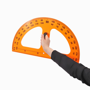 Foska màu vàng mạnh mẽ nhựa 180 ° rõ ràng quy mô lớn thước đo góc với một xử lý thoải mái cho giảng dạy hình học toán học và soạn thảo - Product Image 6