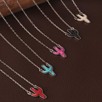 Colliers pendentifs Comiya Western Till Turquoise Cactus Bamboo Chain et alliage de zinc - Style ethnique - Bijoux polyvalents pour femmes