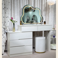 Table de toilette moderne de luxe YIFAN avec miroir éclairé réglable et amovible, cadre en fer, MDF blanc, pour chambre d'hôtel