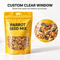 Sachet Doypack Personnalisé pour Aliments pour Oiseaux avec Fermeture Éclair et Fenêtre Transparente pour Graines de Perroquets et Petits Oiseaux OEM Faible MOQ