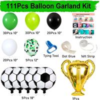 Nouveaux styles de décorations pour fêtes sur le thème du football, ballons en latex verts avec ballons en feuille d'aluminium en forme de ballon de football pour anniversaires et célébrations
