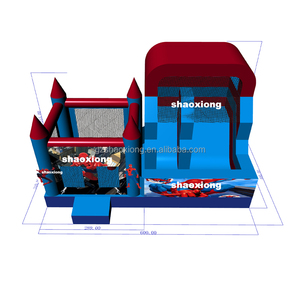 Château gonflable commercial d'extérieur pour enfants, thème Spider-Man, avec toboggan, pour utilisation sèche et humide, avec souffleur - Product Image 3
