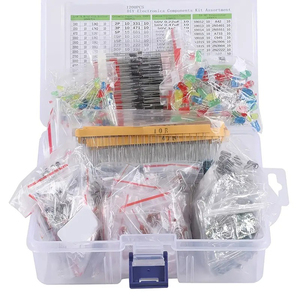 1200PCS 7 Types of Component Packs: Resistors Electrolytic Capacitors LED Light Emitting Diodes Transistors Ceramic Chips