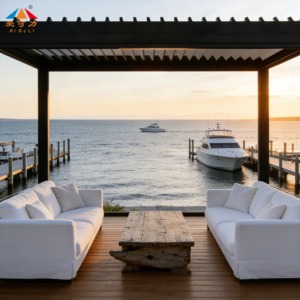 Pérgola de Diseño Integrado, Eléctrica, Inteligente, de Aleación de Aluminio, Retráctil, Impermeable, para Patio Trasero, <span class=keywords><strong>Centro</strong></span> de Actividades Comunitarias - Product Image 3