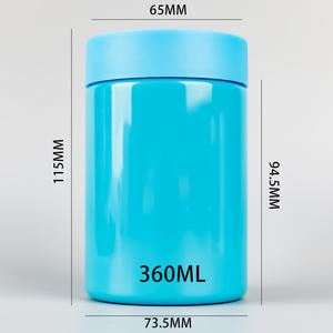 Botella Redonda Recta de Plástico PET de Alta Calidad, Nueva Llegada 2026, en Azul, Blanco y Rojo, con Boca Ancha, Botella para Medicamentos, Frasco de 360 ml - Product Image 1