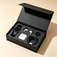 Boîte cadeau de luxe sur mesure, style livre magnétique, pour accessoires électroniques, montre connectée, écouteurs, avec insert en mousse EVA