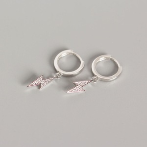 2020 Nouveau 925 Sterling Argent luminaire <span class=keywords><strong>flah</strong></span> forme avec diamant cz hoop boucles d'oreilles bijoux - Product Image 5