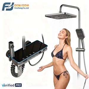 Boquilla mezcladora de <span class=keywords><strong>ducha</strong></span> termostática OEM, pantalla Digital, diseño de lluvia, patrón de pulverización de masaje de chorro, acabado cromado, hotel de apartamento individual - Product Image 1