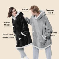 Vente en gros Couverture portable à capuche Sherpa Couverture à capuche comme cadeau pour maman Femmes Petite amie Enfants Couverture sweat confortable