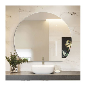 Miroir de salle de bain sans poinçon miroir de toilette semi-circulaire en forme spéciale maquillage miroir de salle de bain mural - Product Image 1