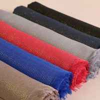 Écharpe en coton Lurex tricotée, foulard pour Hijab musulman, islamique, couleur Pure, fil de soie doré, paillettes, nouveau produit,