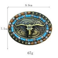 Hebilla de cinturón de aleación de zinc con diseño de calavera de toro, estilo europeo, para hombre, estilo vaquero occidental