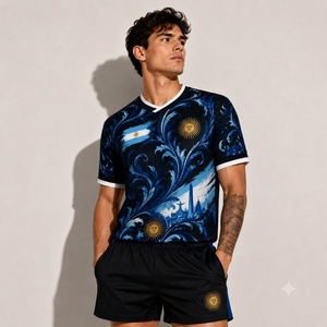 T-shirt de football rétro Argentine 2026 <span class=keywords><strong>2022</strong></span> prêt à être expédié, édition joueur, bleu, pour homme, maillot d'entraînement et de match - Product Image 1