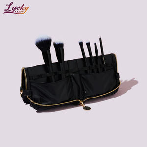 PU makyaj seyahat çantası makyaj fırçaları için yüksek kaliteli fırça çantası masaüstü kullanımı için katlanabilir kozmetik fırça kılıfı - Product Image 4