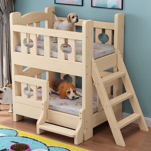 <span class=keywords><strong>Lit</strong></span> pour animaux de compagnie en bois massif à double étage, universel toutes saisons pour chiens et chats de petite, moyenne et grande taille - Product Image 1