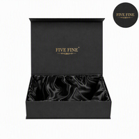 Boîte cadeau de luxe noire en carton à toucher doux avec fermeture magnétique et doublure en satin pour extensions de cheveux naturels et perruques de marque