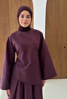 Ensemble deux pièces haut et jupe pour femme musulmane, couleur unie, manches larges, qualité supérieure, tenue modeste pour le quotidien