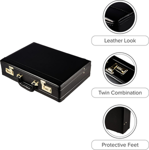 Maletín profesional de cuero PU personalizado para hombre con candado de combinación, bolsa dura impermeable para almacenamiento de documentos y maquillaje - Product Image 1