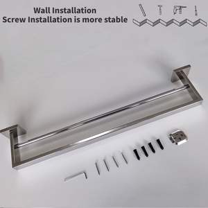 Ensemble de quincaillerie de salle de bain en acier inoxydable poli miroir, porte-serviettes carré de luxe et kit d'accessoires de douche pour hôtel et maison - Product Image 4