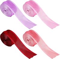 Ruban en organza avec bordure en satin, ruban décoratif pour emballage, cadeaux de mariage, décoration de gâteaux et de fleurs