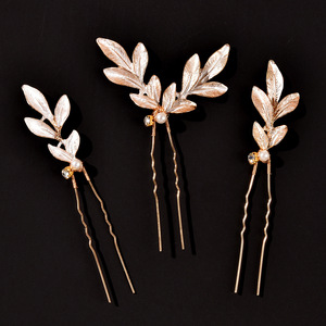 Fermaglio per <span class=keywords><strong>Capelli</strong></span> a Tre Foglie Stile Europeo e Americano, Fermacapelli a U, Spilla da Sposa, Accessorio per Acconciatura - Product Image 6