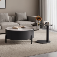 Table basse en dalle de roche italienne pour salon, style moderne et minimaliste, sensation premium, très tendance, table à thé ronde combinée