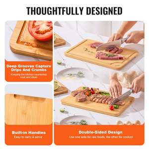    Juego de 3 Tablas de Cortar de Bambú Premium, Madera Natural Orgánica, Resistentes y Versátiles para Picar, Servir y Uso en la Cocina - Product Image 6