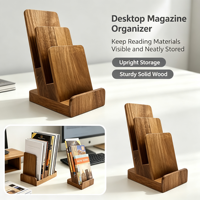 Organisateur de fichiers multicouche en bois massif, support de documents stable, support de rangement en bois vintage pour le tri des documents