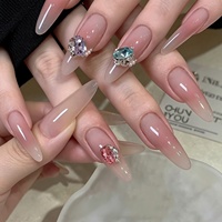 Paso Sico Cut Sparkling Bottomless Support Pigeon Egg Nail Art Diamond Studs Glass Crystal Oval Transparent Light Luxury Nail