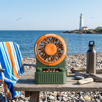 Ventilateur de camping extérieur USB, haut-parleur sans fil 10 000 mAh, FM LED, générateur d'énergie à manivelle