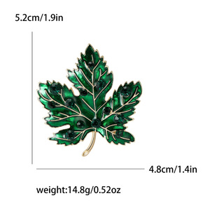 Broches en alliage plaqué or en forme de feuille d'érable avec cristaux, accessoire de mode unisexe, cadeau pour mariage, fiançailles, fête - Product Image 6