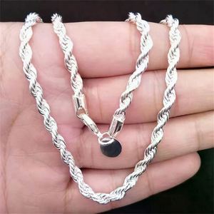Pulsera de Fiesta, Accesorios Plateados, Cadena de Cuerda de 4MM, 40-60cm, 2 Piezas, Collar y Pulsera para Hombre y Mujer, Regalo de Boda, Joyería de Moda - Product Image 4