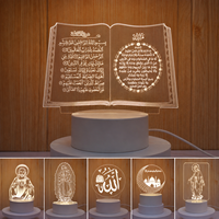 Veilleuse LED 3D en acrylique pour enfants, thème religieux, pour la prière islamique, chambre, maison, étagère, décoration d'accentuation de la foi