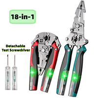 Pince d'électricien multifonction pliable 18-en-1 avec testeur de tension détachable, dénudeur de fils, pince à sertir et coupe-fils – Outil à main