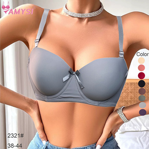 2321 #2025 novedad de verano sujetador fino de moda para mujer al por mayor diario suave Color sólido ajustable en el pecho sujetador de punto - Product Image 1