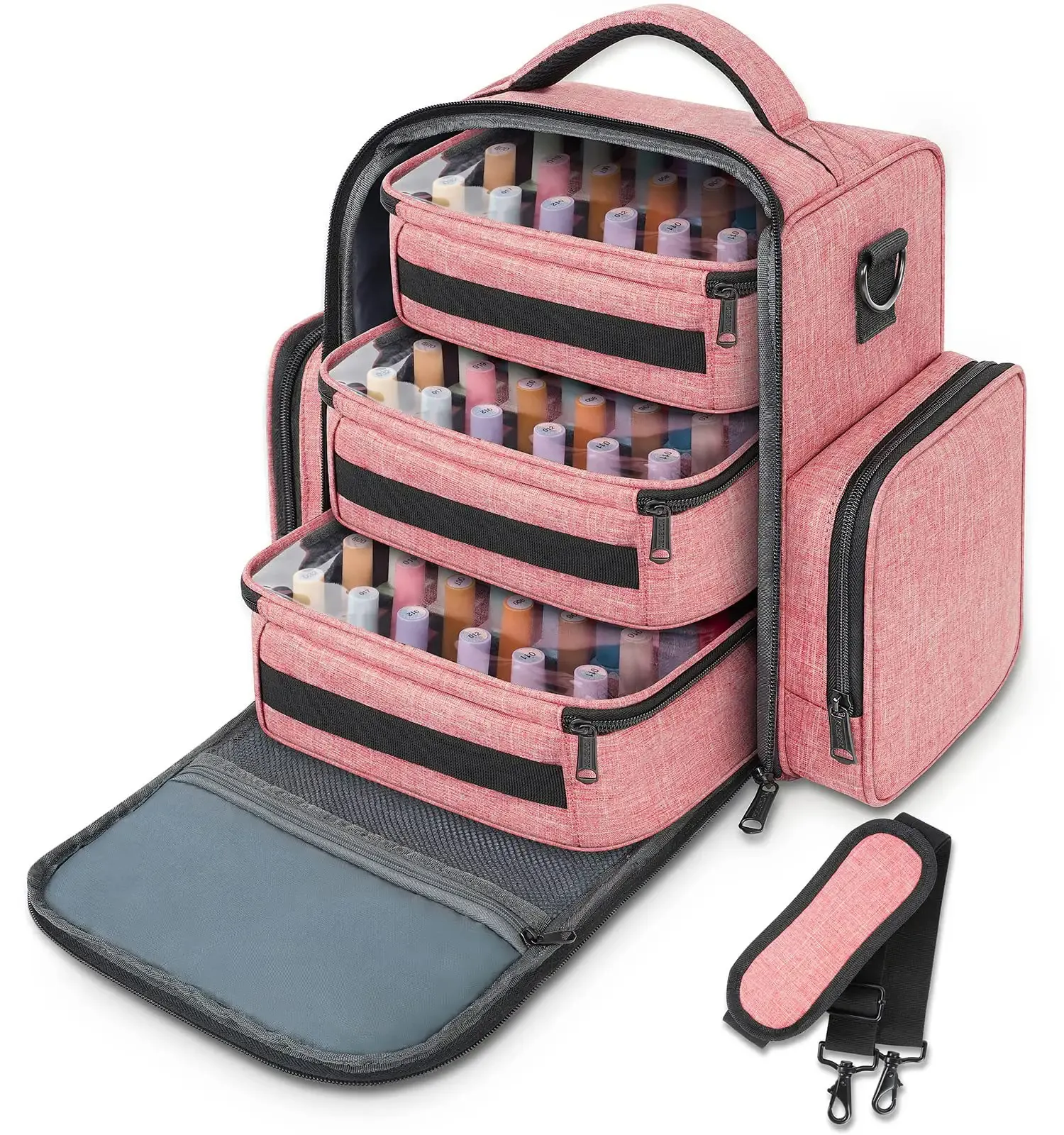 Diseño personalizado de fábrica, organizador de esmalte de uñas de viaje, mochila, bolsa de almacenamiento de herramientas, capacidad para 72 botellas, bolsa de esmalte de uñas