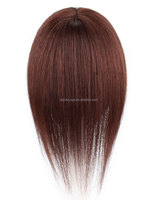 Postizo de Pelo Humano para Coronilla HE07 con Flequillo Recto 8x12cm 8 y 12 Pulgadas con 3 Clips y Base de Seda para Mujer