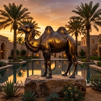 Statue de chameau en bronze antique sur mesure, sculpture réaliste grandeur nature de Bactrien pour hôtel, villa, parc ou aménagement paysager