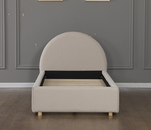 Willsoon <strong>Gold</strong> Supplier Certified Factory Direct Customizable Beige Fabric Modern Soft <strong>Bed</strong> Arched Headboard Upholstered <strong>Bed</strong> <strong>Frame</strong> - Product Image 1