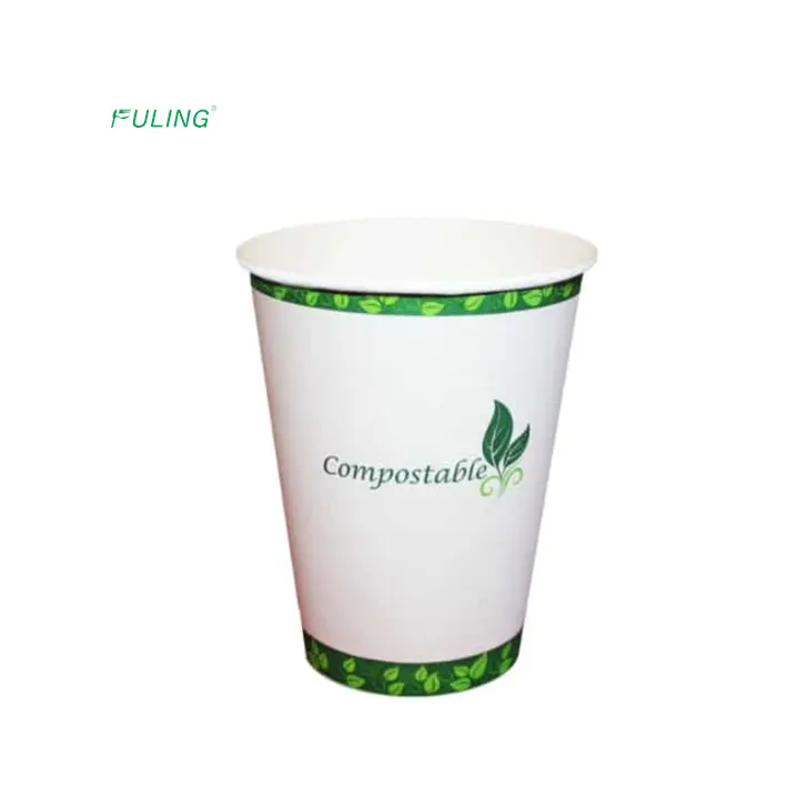 Eco friendly biodegradabile succo di carta vetro stampato compostabili bianco usa e getta gelato pla tazze di caffè di carta