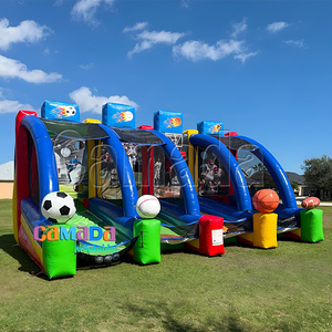 Grand équipement de parc de tir de football de jeu de carnaval gonflable 4-en-1 extérieur commercial pour accessoire de ventilateur de matériel de PVC d'adultes - Product Image 5