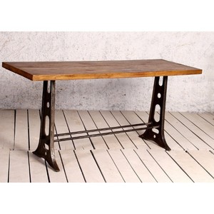 Table de bar pliable de style industriel avec base en fonte et plateau en bois massif, mobilier pour la maison avec taille personnalisable - Product Image 5