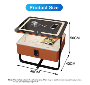 सॉलिड वुड स्मार्ट बेडसाइड टेबल सिंपल स्लेट वायरलेस चार्जिंग पासवर्ड लॉक छोटी लाइट लक्ज़री - Product Image 5