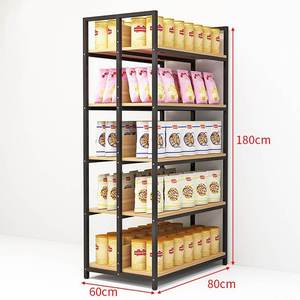 Rak <span class=keywords><strong>Display</strong></span> aluminium 4 lapisan hitam dicat, rak berdiri bebas multifungsi tugas berat untuk penggunaan makanan - Product Image 1